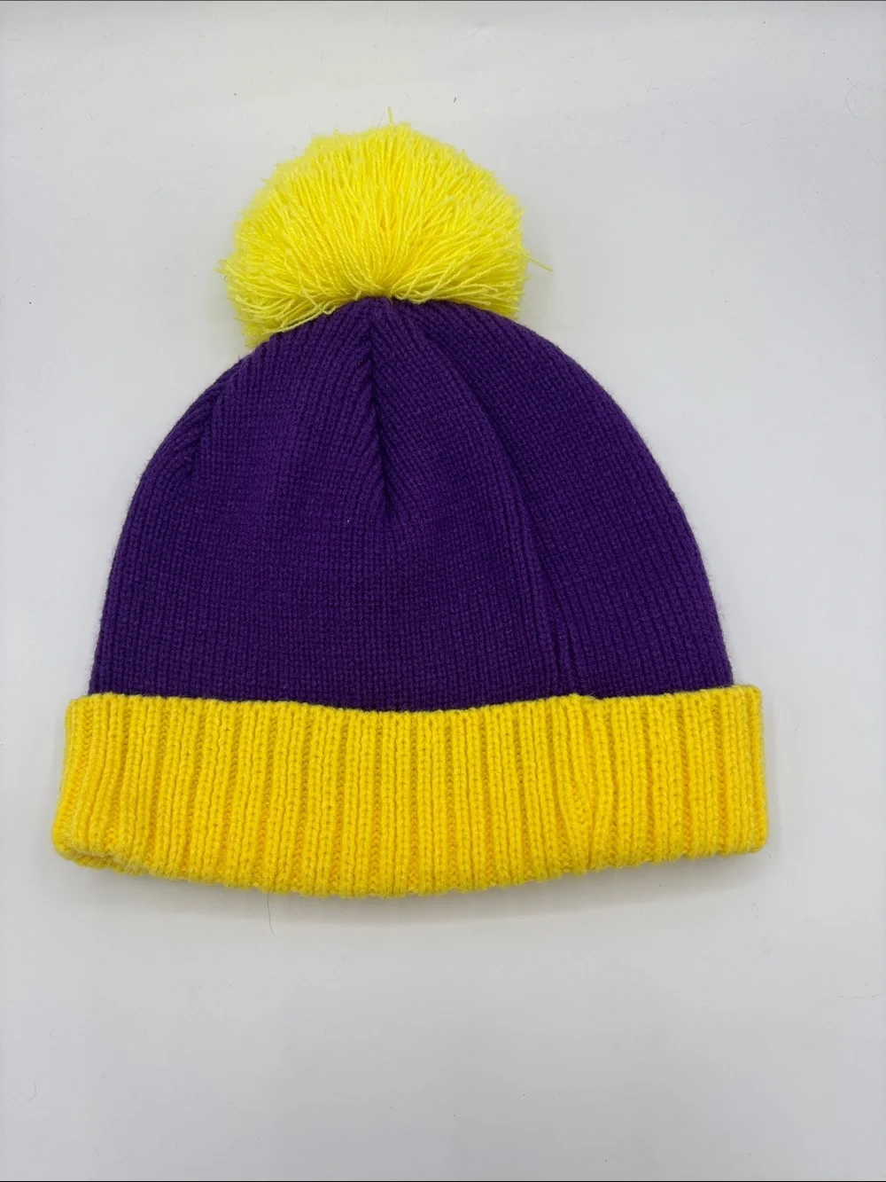 Los Angeles Lakers Patch Knit Purple & Yellow Pom Beanie